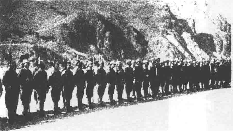 山坡上集结的步兵