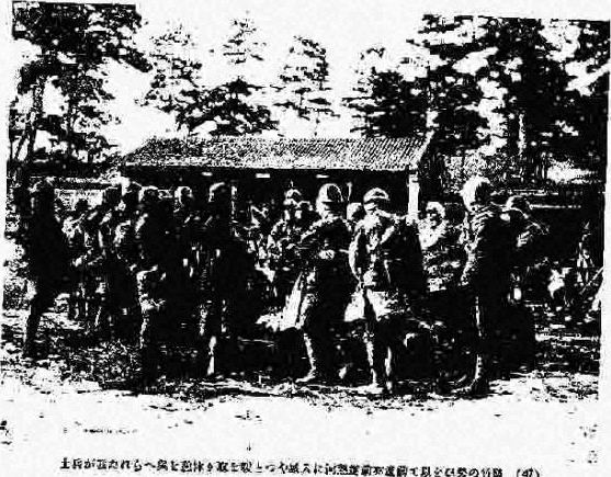 建筑前的骑兵队伍