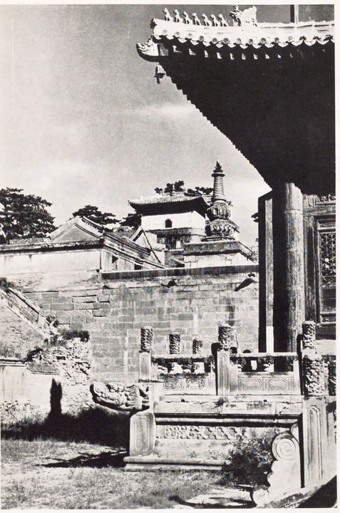 殿檐框景中的寺院塔