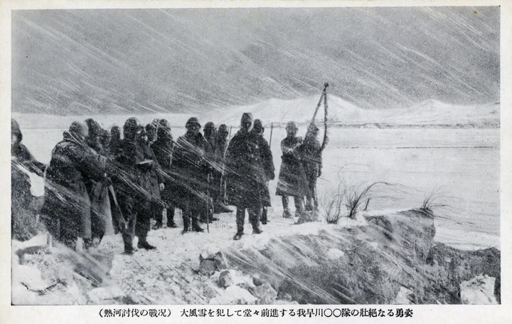 雪地中行进的部队